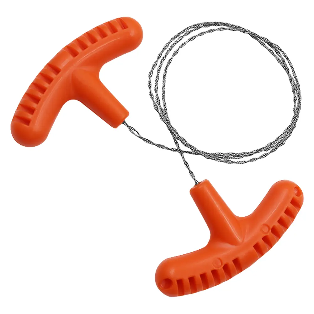 70CM Manual Steel Rope Chain Saw with Finger Handle Steel Wire Saw Manual Cutting Chain Saw for Practical Survival Gear