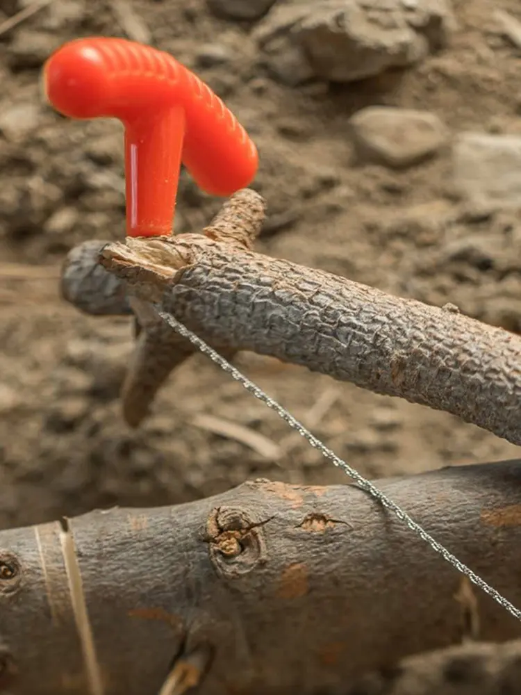 70CM Manual Steel Rope Chain Saw with Finger Handle Steel Wire Saw Manual Cutting Chain Saw for Practical Survival Gear