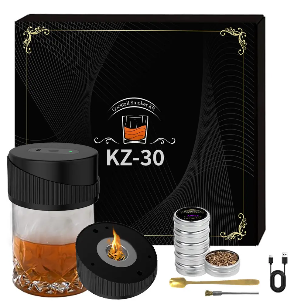 Electric Whiskey Smoker Kit Electric Smoking Kit with 6 Flavors Wood Chips Drink Smoker Infuser Kit for Boss Boyfriend