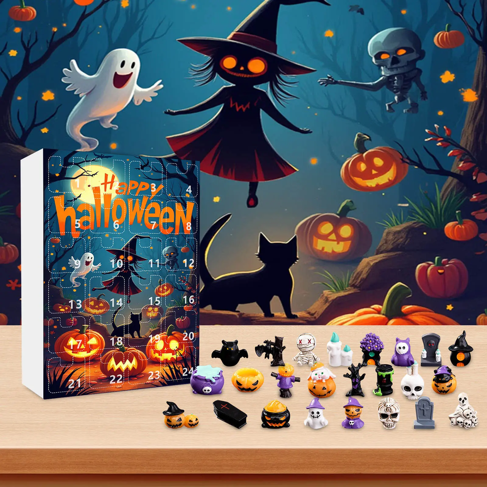 Halloween Advent Calendar 2025 with 24Pcs Horror Figures Halloween Countdown Calendar Spooky Advent Calendar