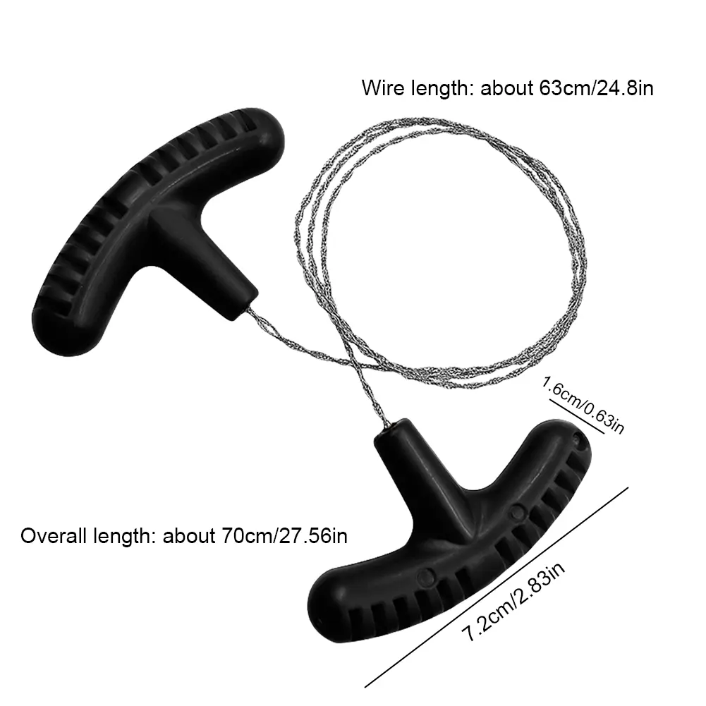70CM Manual Steel Rope Chain Saw with Finger Handle Steel Wire Saw Manual Cutting Chain Saw for Practical Survival Gear