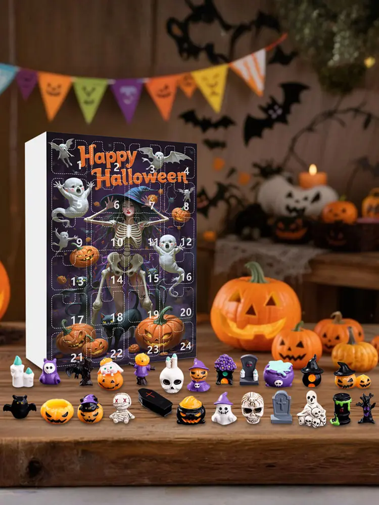 Halloween Advent Calendar 2025 with 24Pcs Horror Figures Halloween Countdown Calendar Spooky Advent Calendar