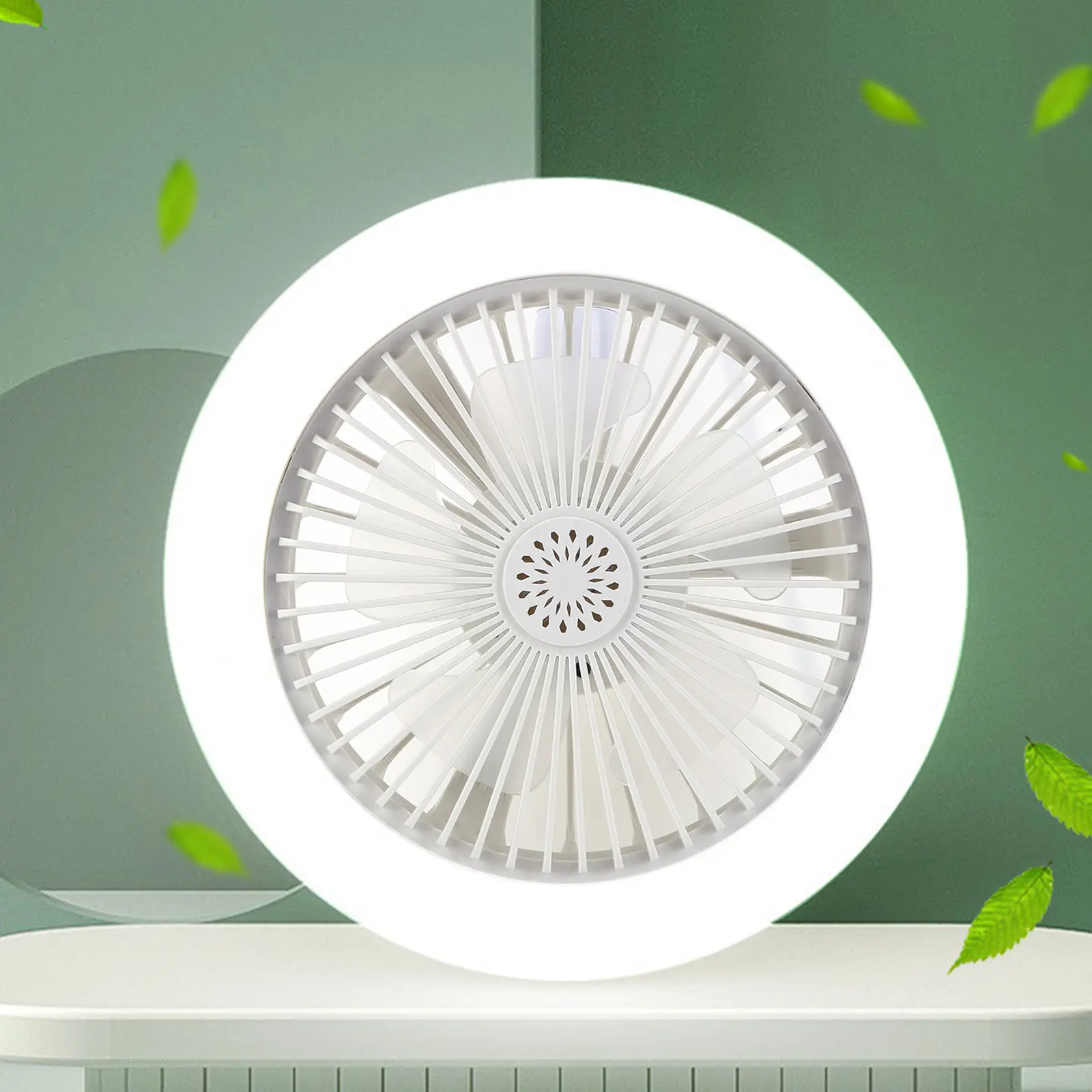 Aromatherapy Fan Lamp Universal E27 Light Holder Aroma Fan Ceiling Light with Remote Control 3-balde 3-gear Wind for Living Room