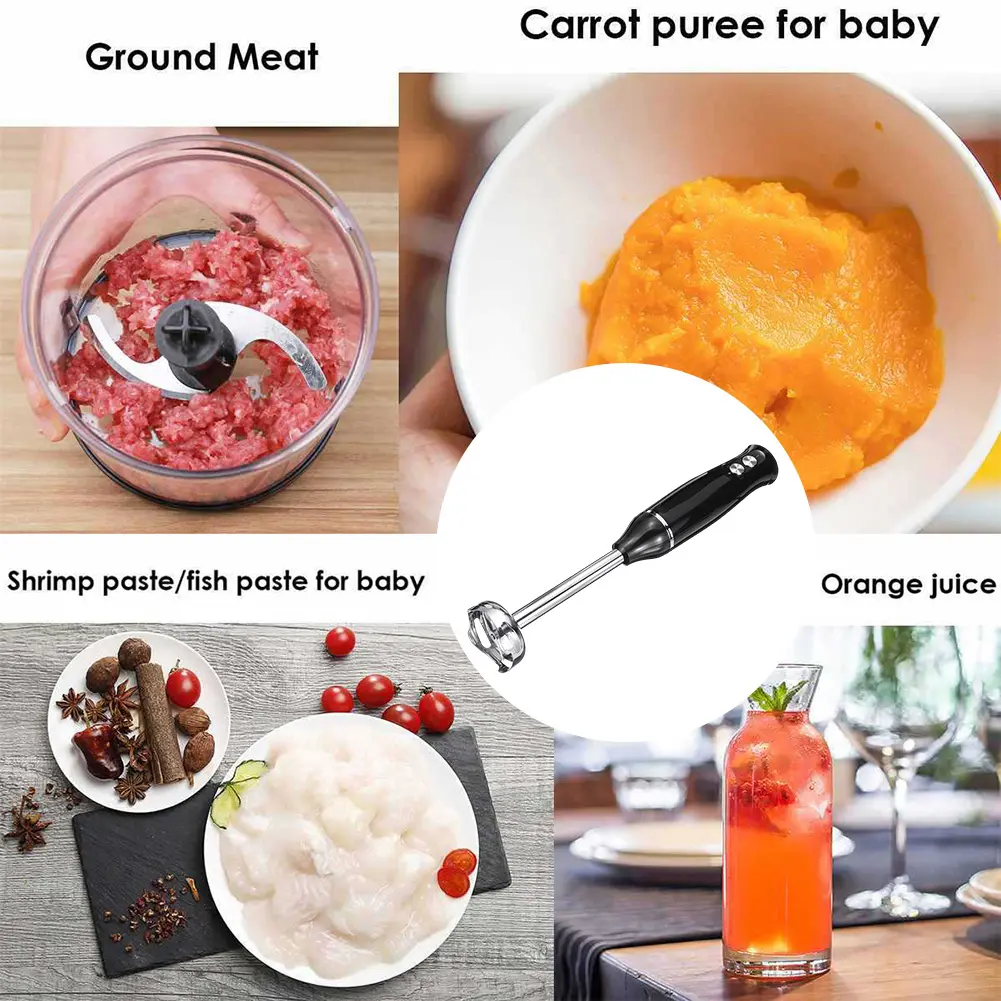 500W Handheld Immersion Blender 500ml Processor 4-In-1 Handheld Stick Mixer Set Whisk Juicer Electric Hand Blender Set