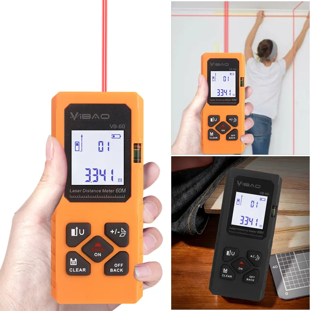 Portable Handheld Distance Meter USB Rechargeable Electronic Ruler 60M Digital Measure Tool for Home