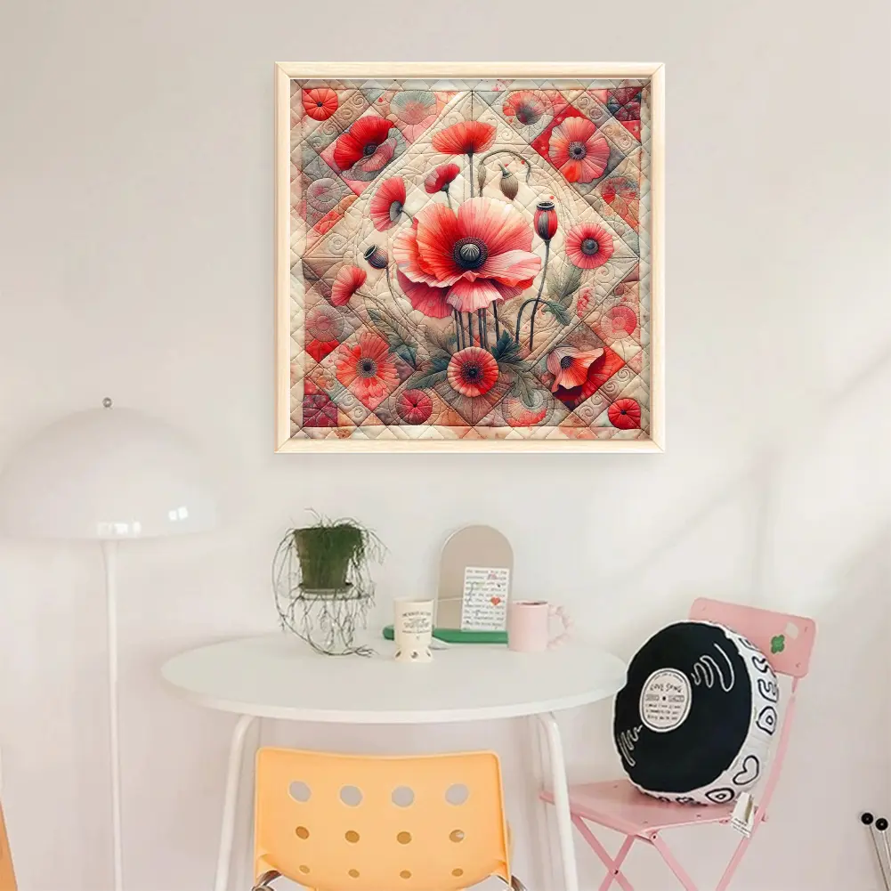 Poppy Printed Cross Stitch Kit DIY 11CT Embroidery Craft Set Home Decoration