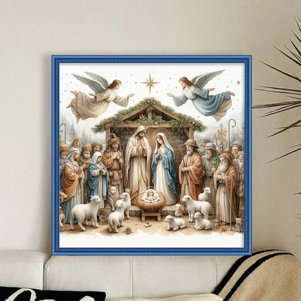 Nativity Printed Cross Stitch Kit DIY 11CT Embroidery Craft Set Home Decor