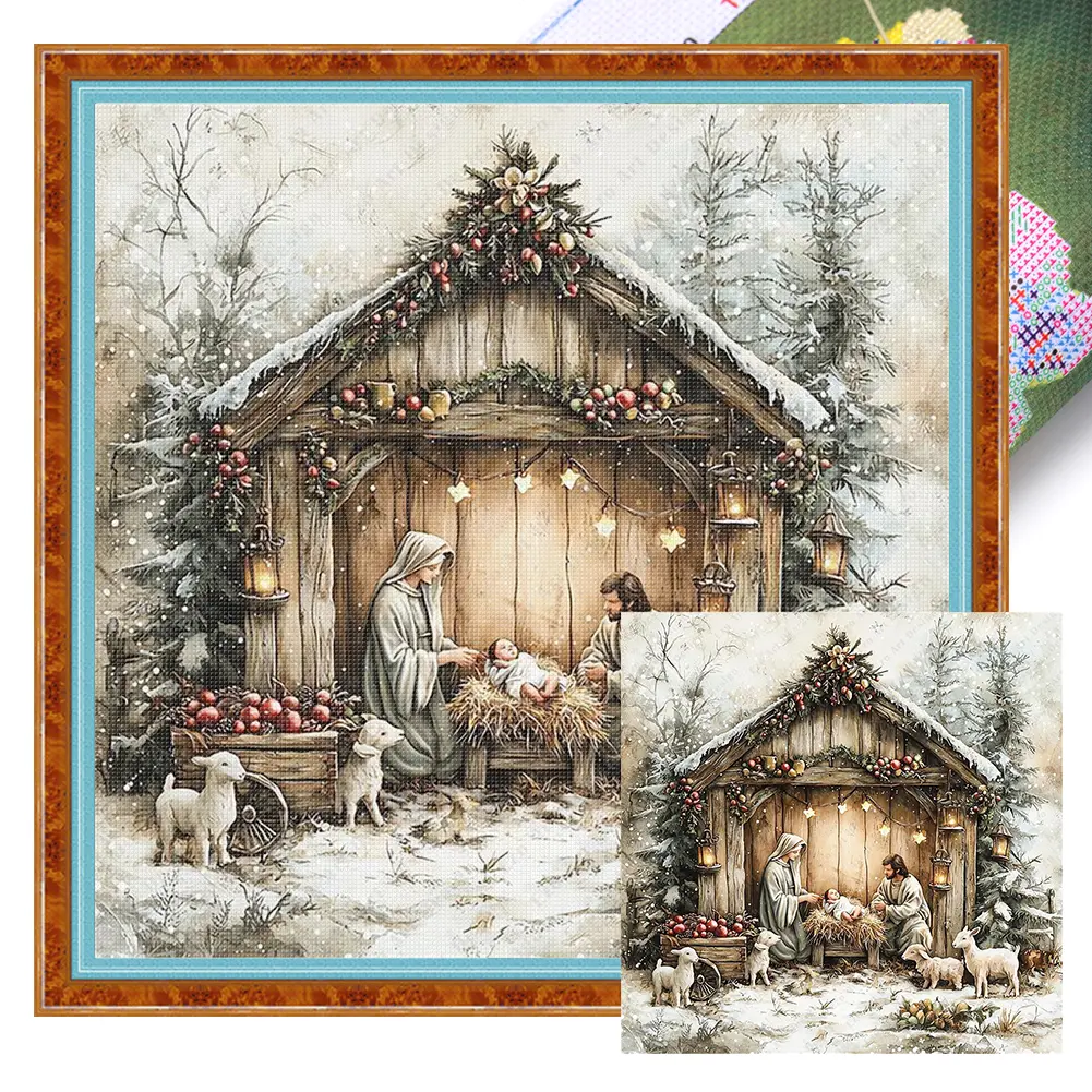Nativity Printed Cross Stitch Kit DIY 11CT Embroidery Craft Set Home Decor