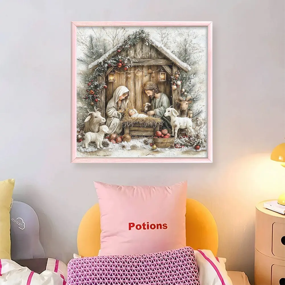 Nativity Printed Cross Stitch Kit DIY 11CT Embroidery Craft Set Home Decor