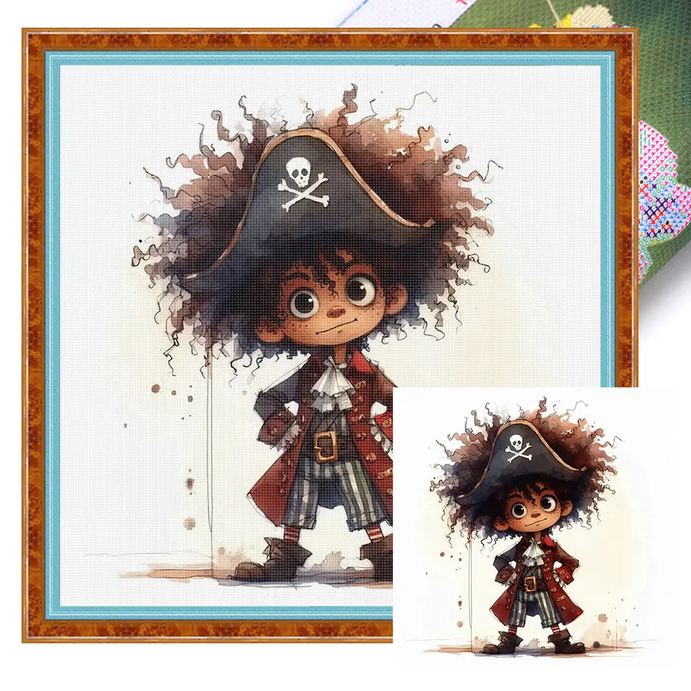 Pirate Boy Printed Cross Stitch Kit DIY 11CT Embroidery Craft Set Home Decor