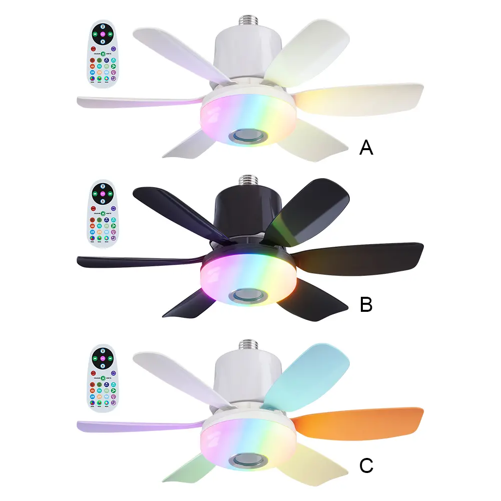 Socket Fan Light with Remote Socket Ceiling Fan Adjustable Wind Speed Light Bulb Fan Timing Wireless Fan for Living Room Bedroom