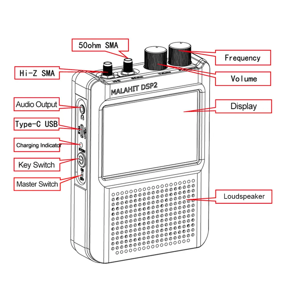 New Firmware 2.30 Second Generation Digital Portable Radio 5000mAh Battery Radio Speaker Adjustable Filter 3.5-inch Touch LCD