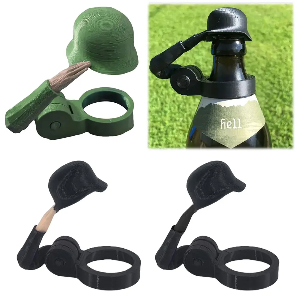 5-1pcs Soldier Salute Beer Bottle Helmet Party Bar Veterans Enthusiasts Funny Beer Bottle Stopper Helmetshaped Beer Bottle Cap
