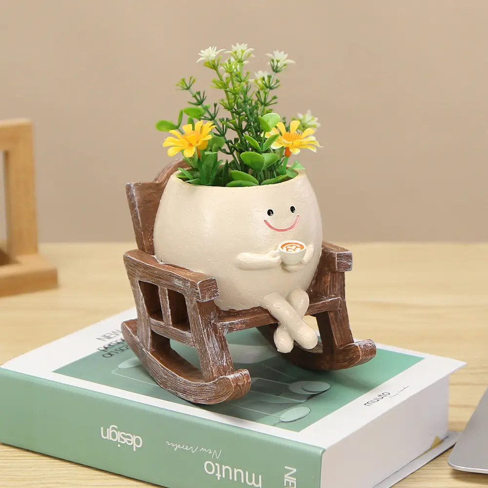 Cute Flower Plant Pot Basket Flower Pot Resin Planters Indoor Outdoor Flowerpot Storage Basket Home Garden Decor Supplies