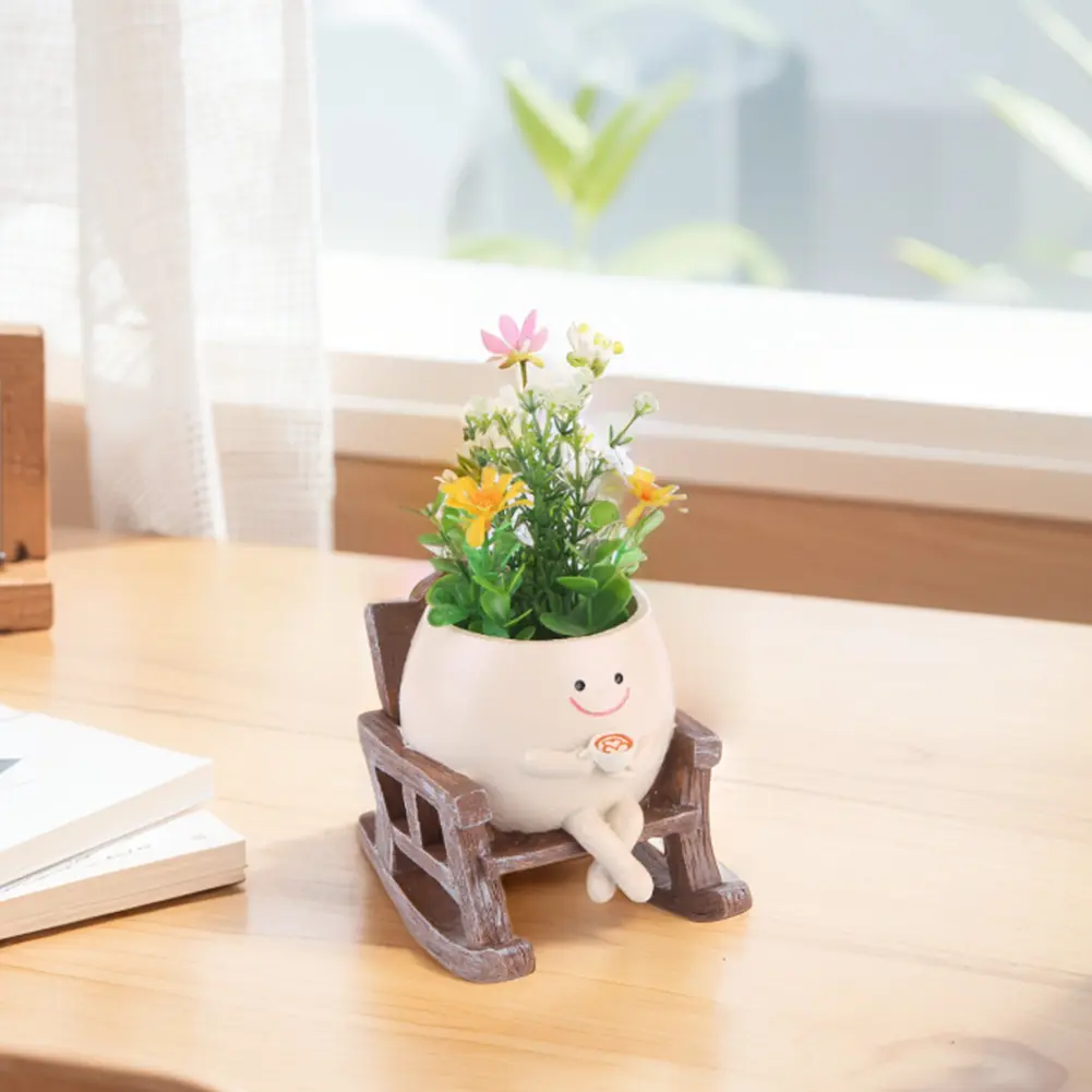 Cute Flower Plant Pot Basket Flower Pot Resin Planters Indoor Outdoor Flowerpot Storage Basket Home Garden Decor Supplies