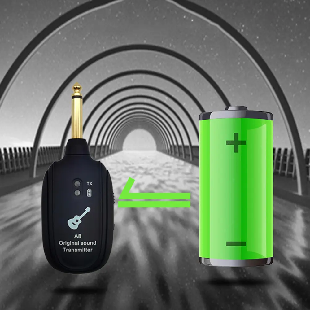 Practical A8 Wireless System Guitar Pickup Audio Transmitter Professional Built-In Rechargeable Battery	Instrument