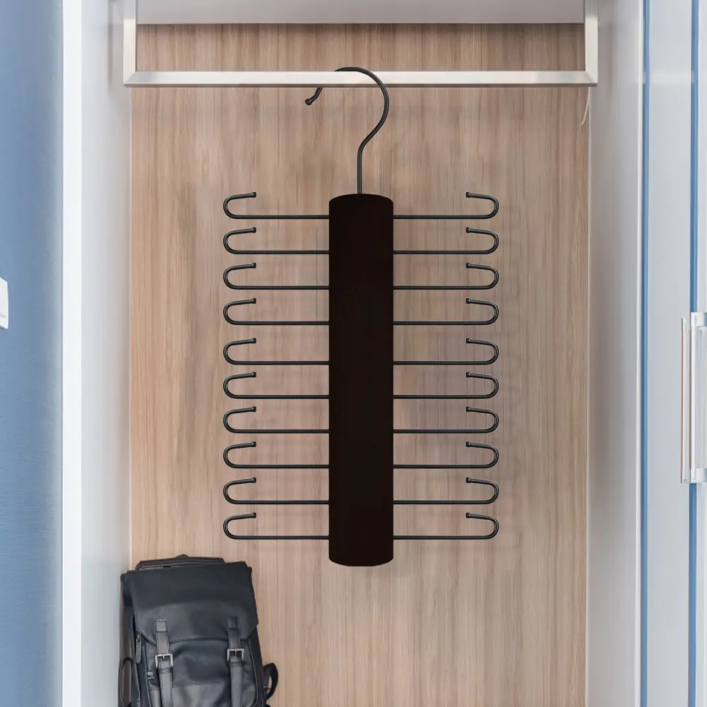 Wooden Tie Rack Space Saving Closet Organizer Rack Anti-Slip Small Items Storage Rack for Ties Belt Scarf Organize