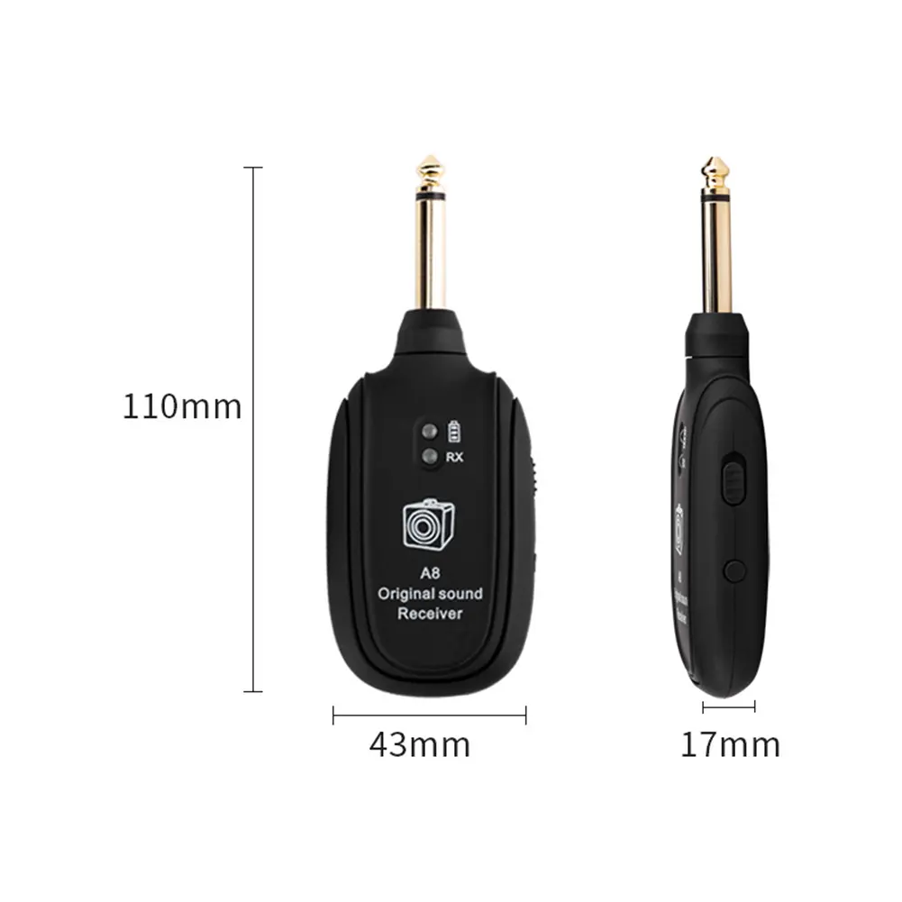 Practical A8 Wireless System Guitar Pickup Audio Transmitter Professional Built-In Rechargeable Battery	Instrument