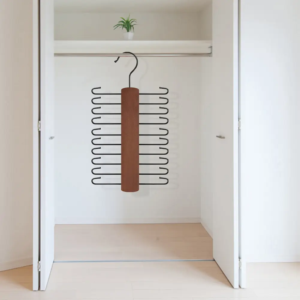 Wooden Tie Rack Space Saving Closet Organizer Rack Anti-Slip Small Items Storage Rack for Ties Belt Scarf Organize