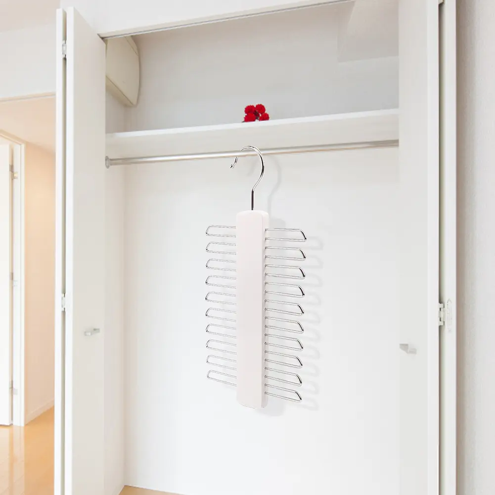 Wooden Tie Rack Space Saving Closet Organizer Rack Anti-Slip Small Items Storage Rack for Ties Belt Scarf Organize