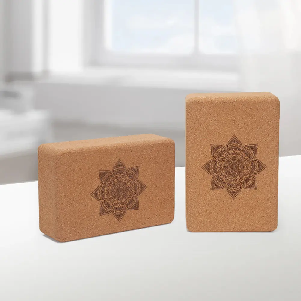 Cork Yoga Block Cork Yoga Bricks Eco-Friendly Non Slip Cork Block 9x6x3 Inch High Strength Wood Yoga Block Yoga Accessories