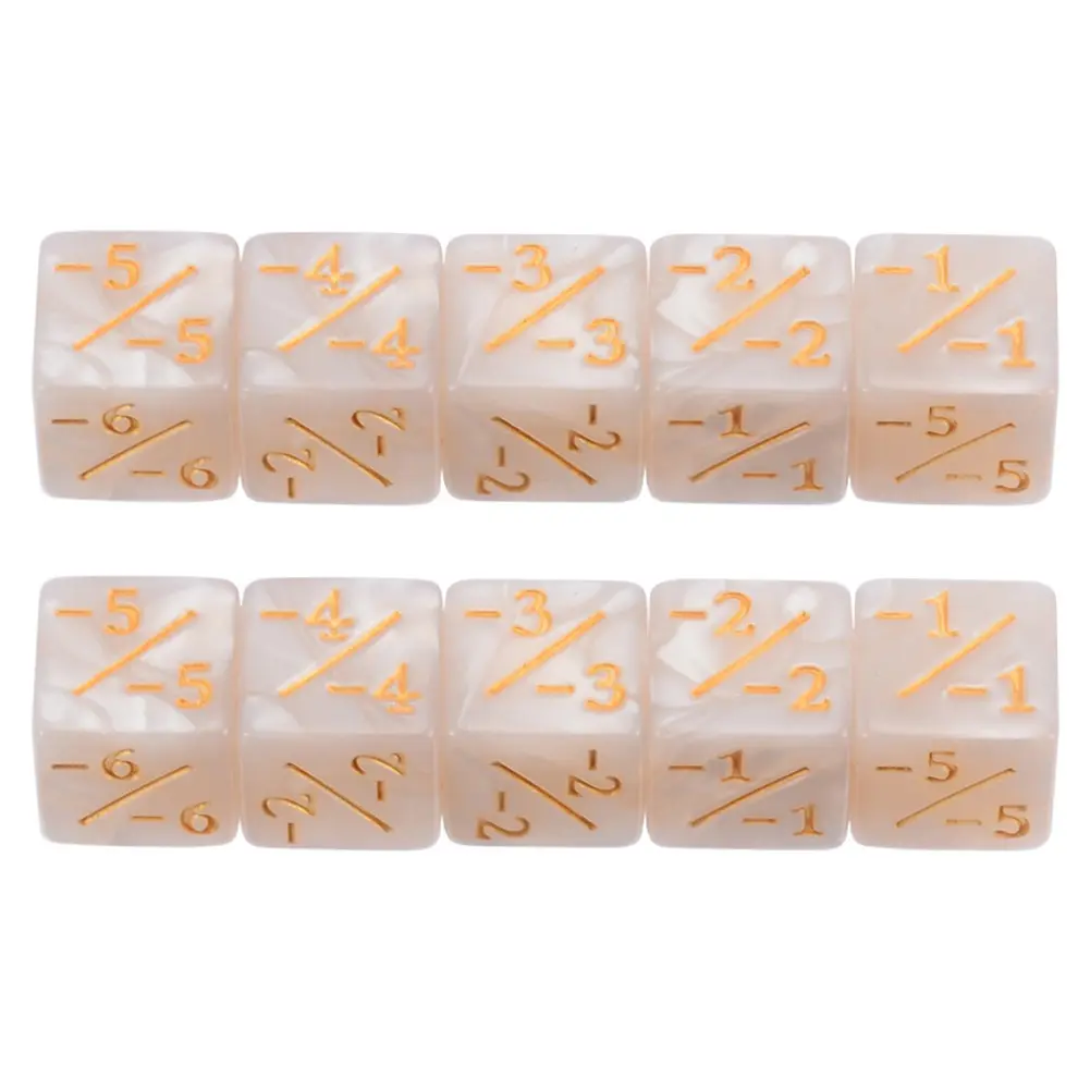 10 Pieces Counters Dice Toy 6 Side +1/-1 Dices Gathering Game Counter Token Dice Compatible with MTG/CCG/Card for Adult Kids Toy