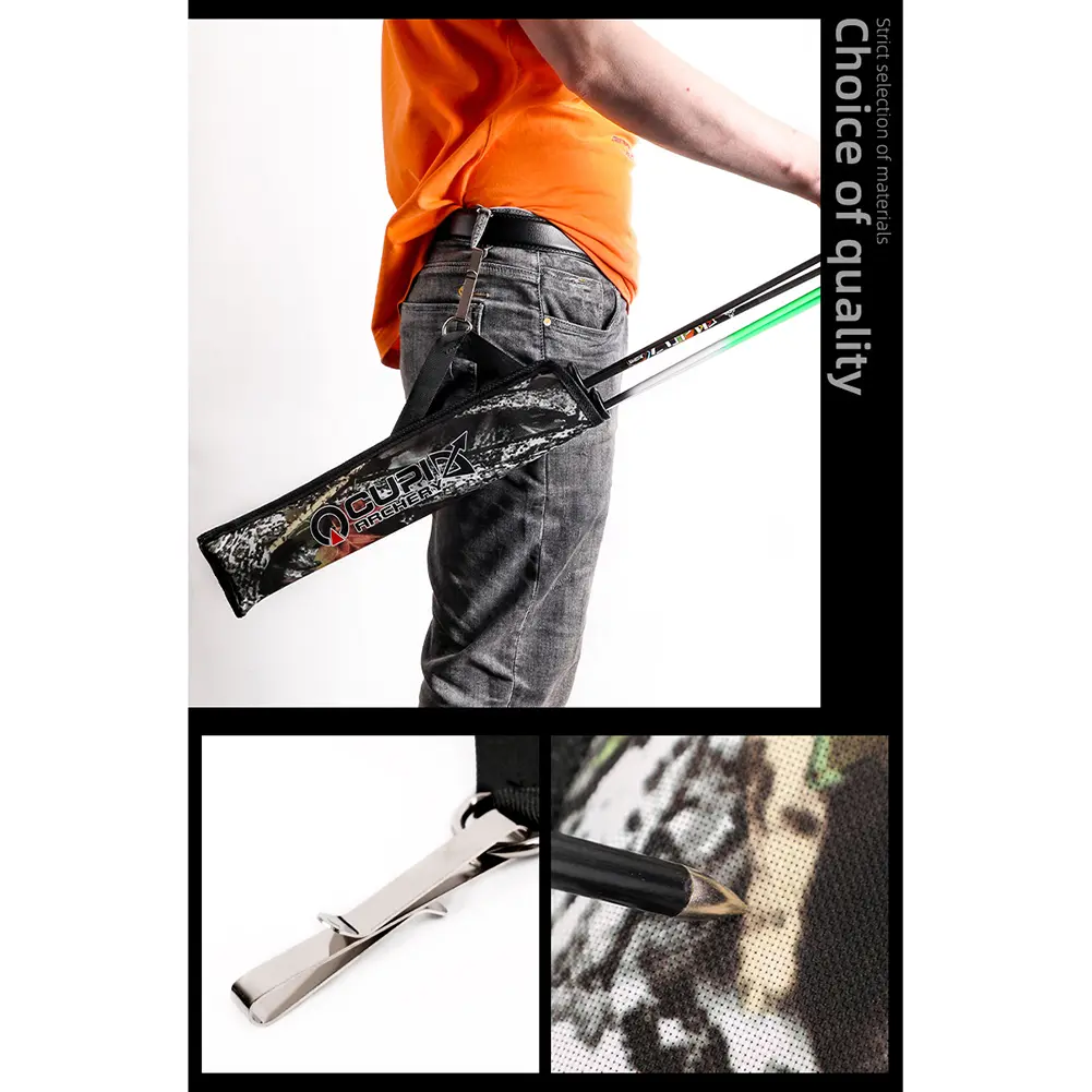 Double Tube Arrow Quiver Bags Portable Waist Hanging Archery Arrows Holder Pouch
