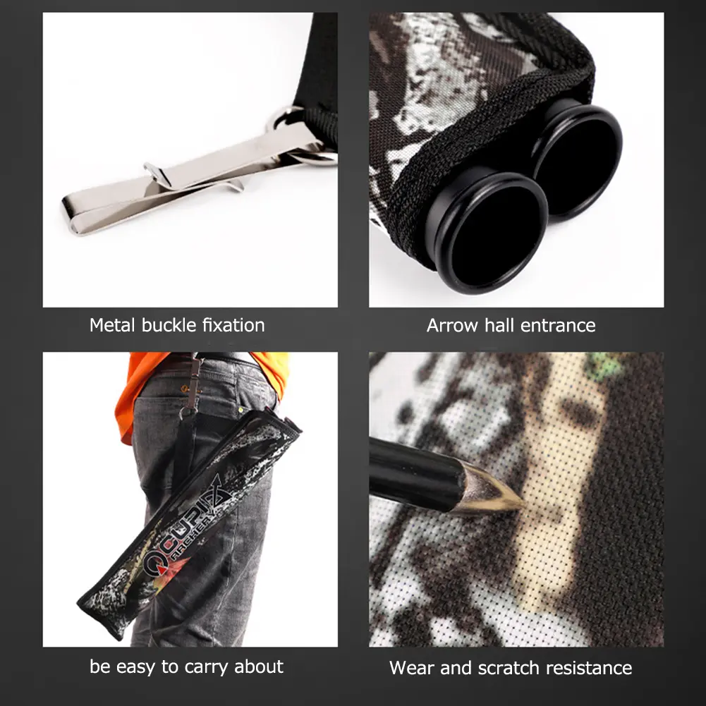 Double Tube Arrow Quiver Bags Portable Waist Hanging Archery Arrows Holder Pouch