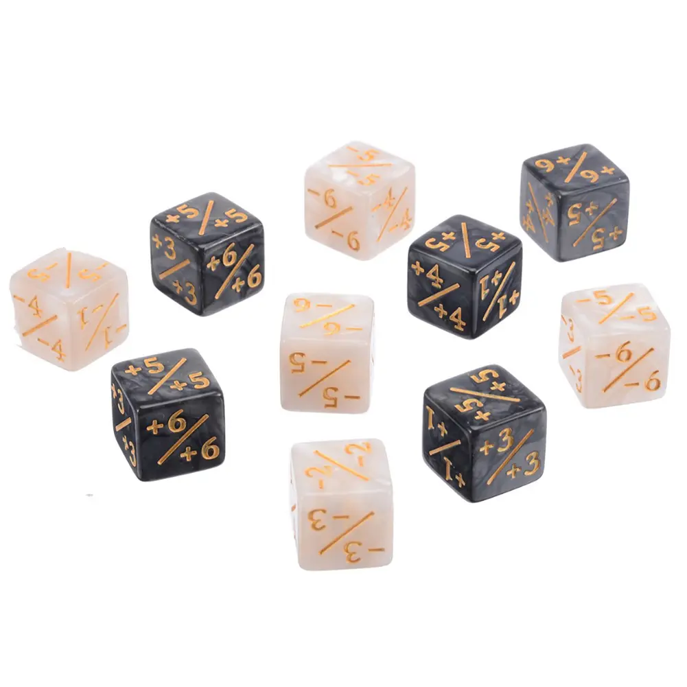10 Pieces Counters Dice Toy 6 Side +1/-1 Dices Gathering Game Counter Token Dice Compatible with MTG/CCG/Card for Adult Kids Toy