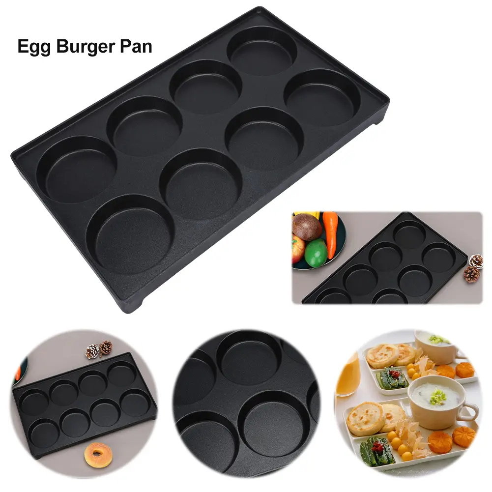 8-Hole Egg Burger Machine Rust Proof Egg Iron Plate Reusable Bread Mold Pan Wear Resist for Homemade French Bread Pan