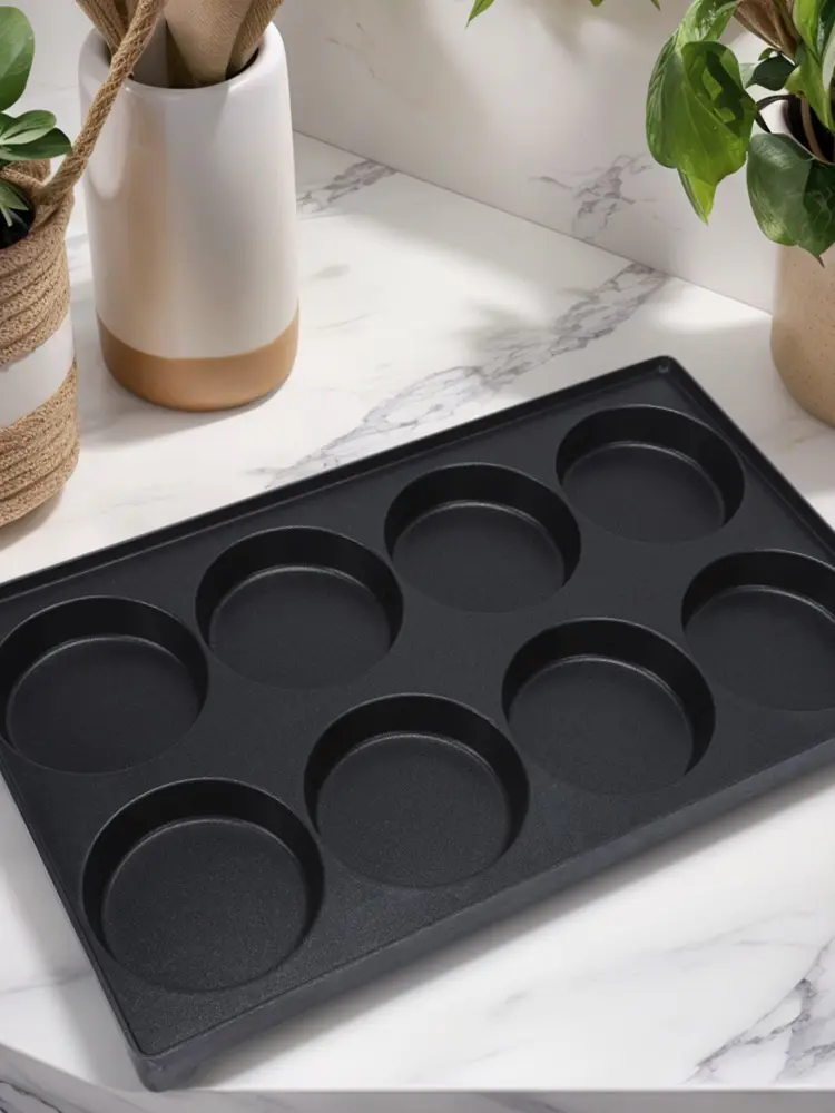 8-Hole Egg Burger Machine Rust Proof Egg Iron Plate Reusable Bread Mold Pan Wear Resist for Homemade French Bread Pan