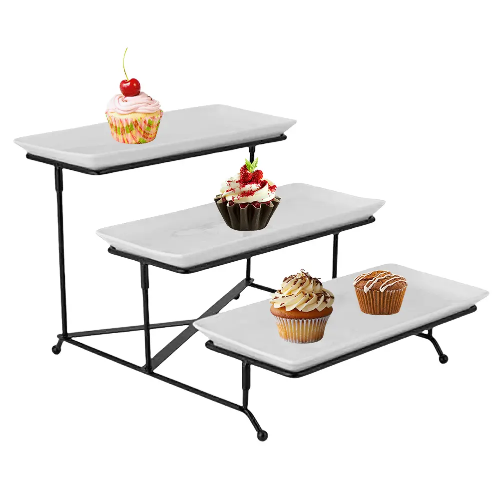 3 Tiers Serving Platters & Sturdier Rack Serving Dishes and Platters Display Serving Dishes for Party Entertaining Food Display