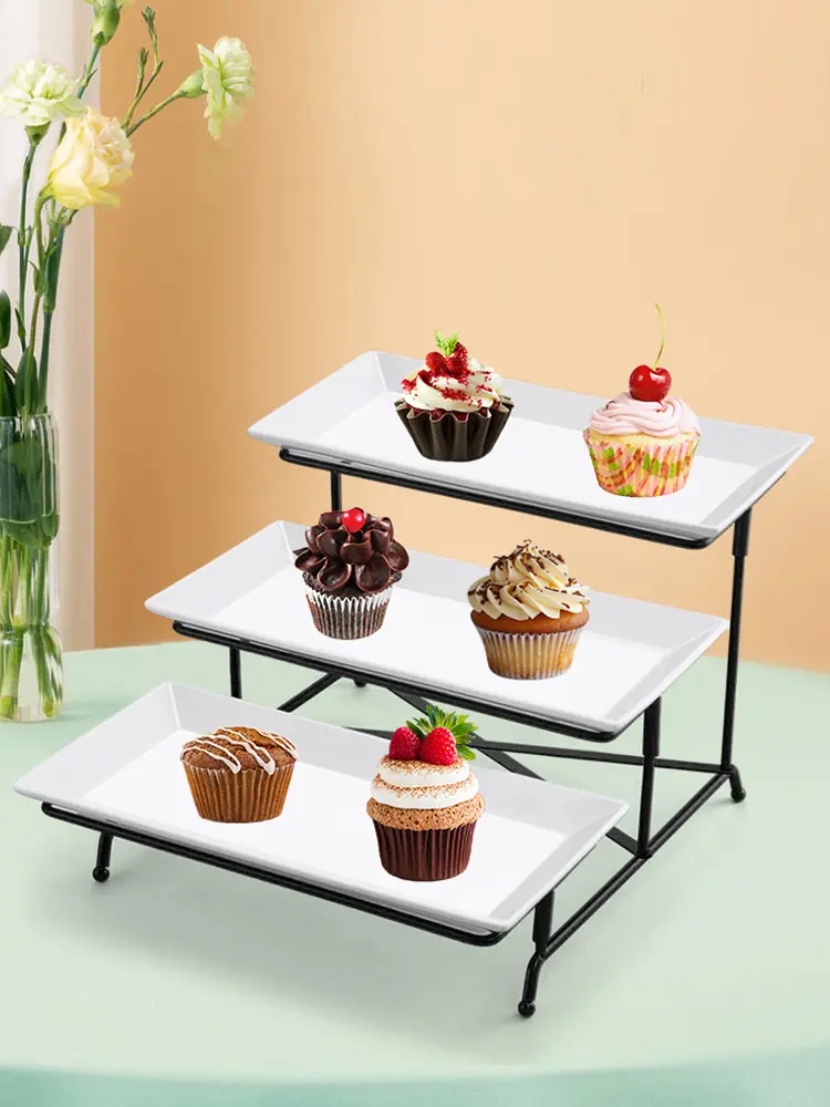 3 Tiers Serving Platters & Sturdier Rack Serving Dishes and Platters Display Serving Dishes for Party Entertaining Food Display