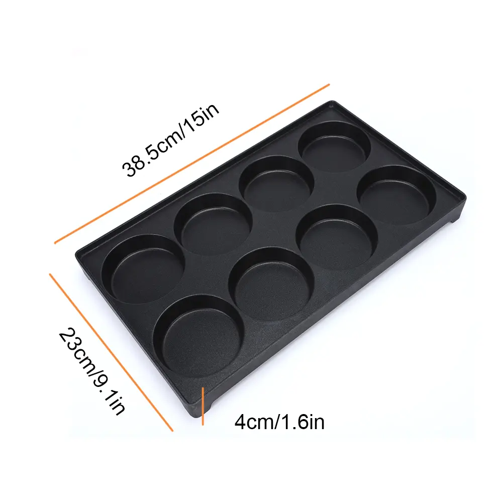 8-Hole Egg Burger Machine Rust Proof Egg Iron Plate Reusable Bread Mold Pan Wear Resist for Homemade French Bread Pan