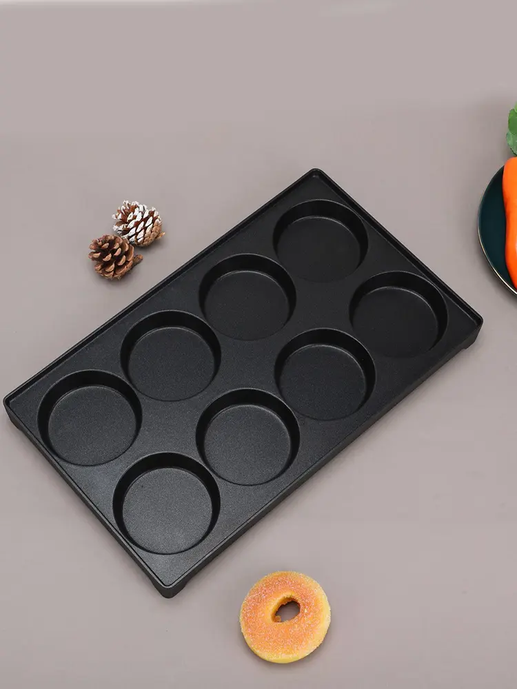 8-Hole Egg Burger Machine Rust Proof Egg Iron Plate Reusable Bread Mold Pan Wear Resist for Homemade French Bread Pan