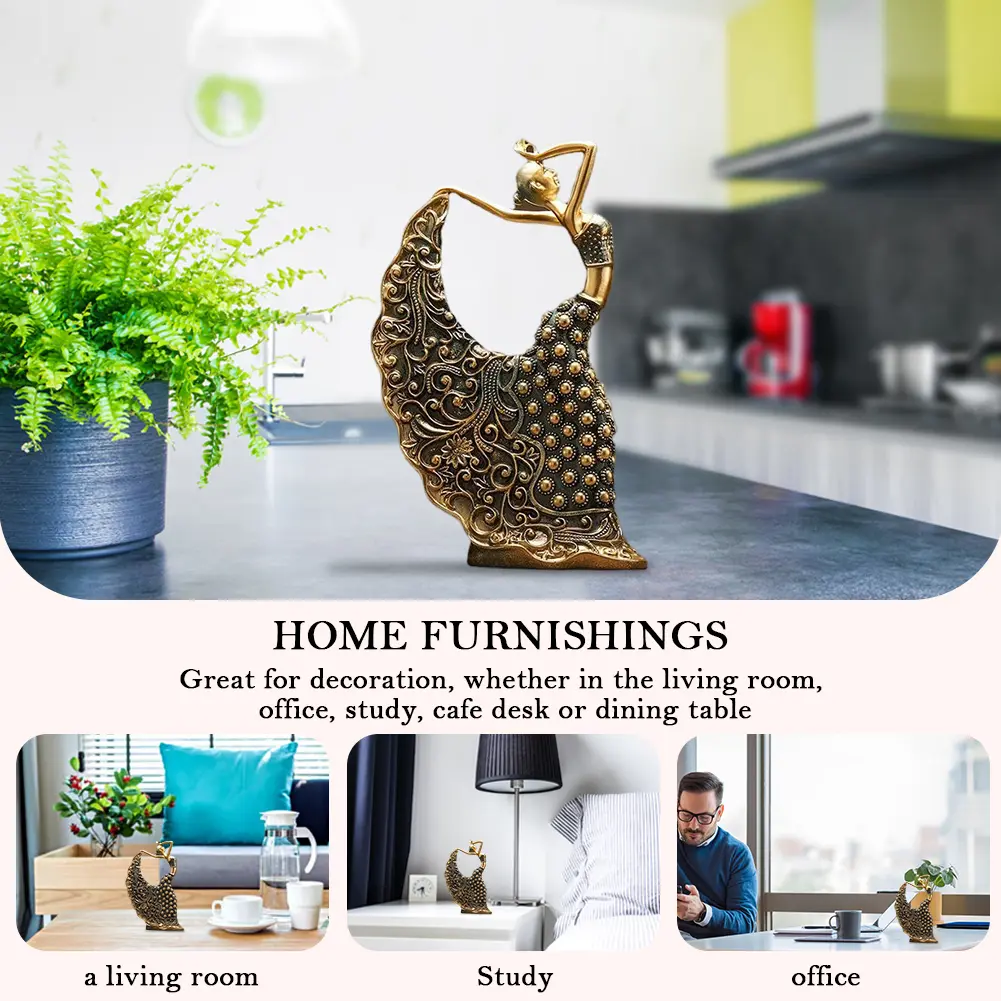 Indian Dancer Sculptures Stylish Design Lady Sculpture Modern Art Decoration Vintage Dancer Figurines for Bedroom Living Room