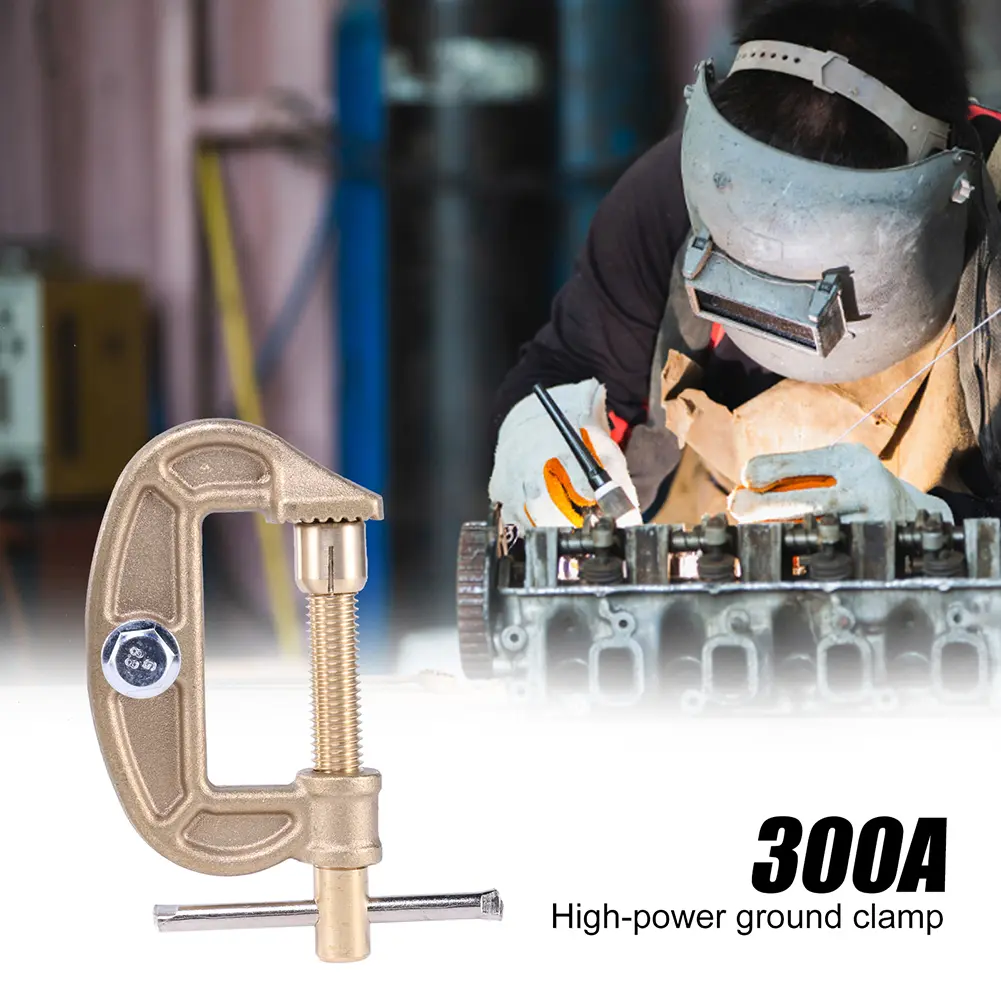 300A Ground Clamp High Power Brass Welding Electrode Holder Replacement Ground Welding Earth Clamp for Argon Arc Welding Machine