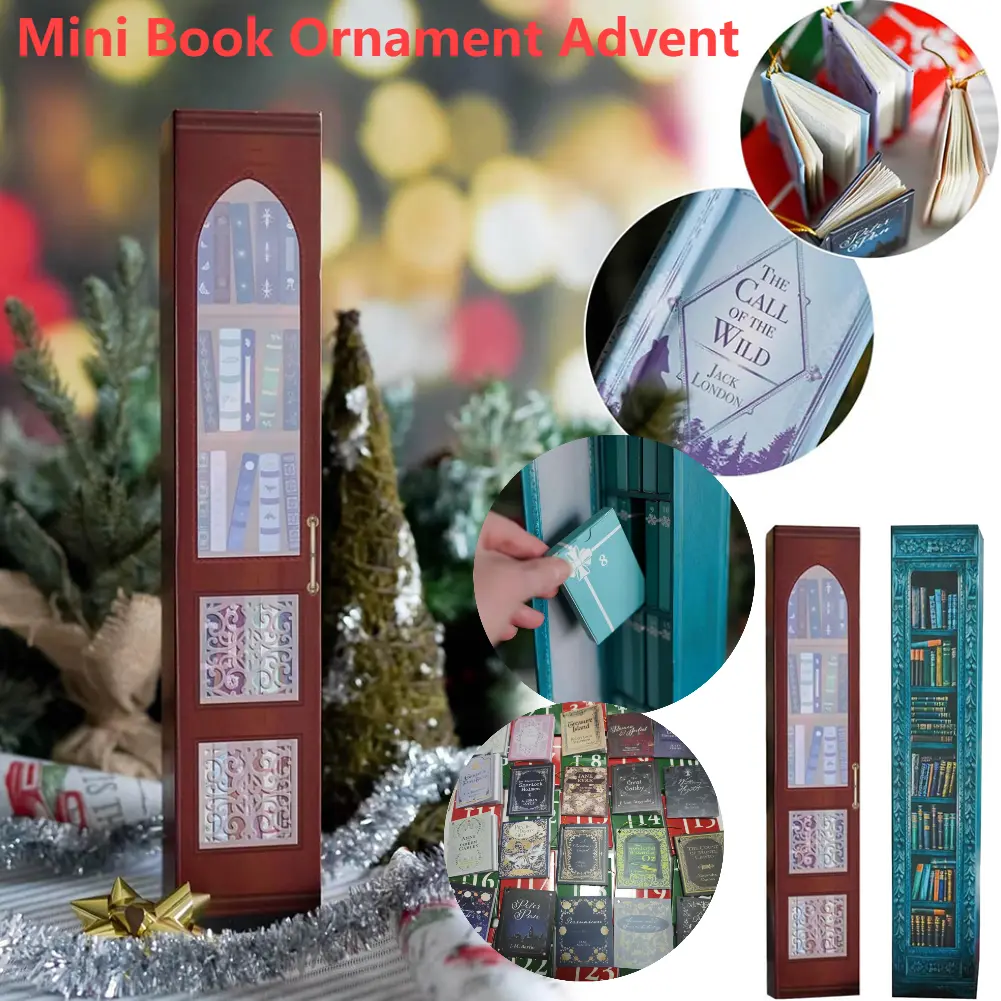 Mini Book Ornament Advent Calendar Christmas Countdown Calendar Christmas Mini Book Advent Calendar 2025 for Holiday Decoration