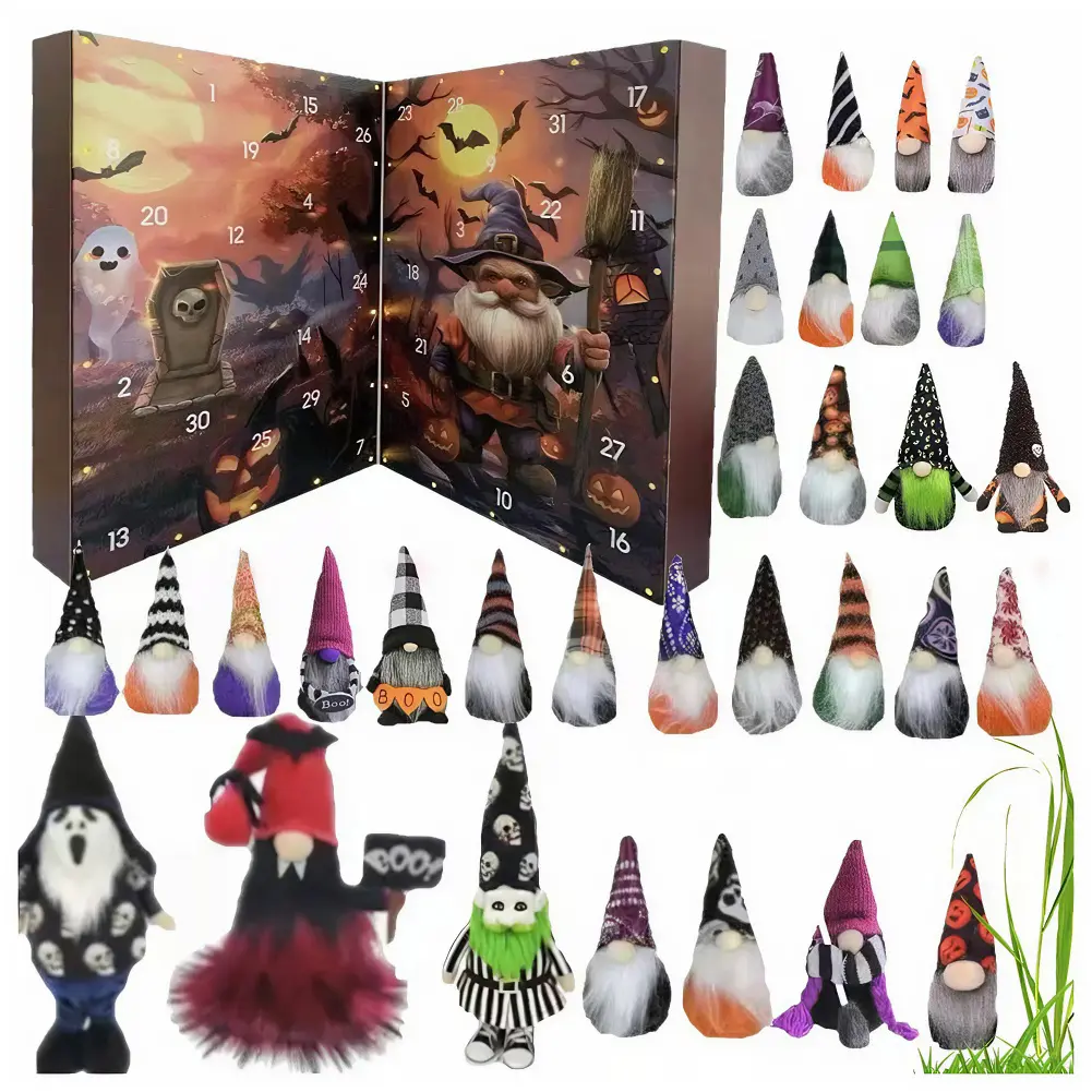Halloween Advent Calendar 2025 Gnome Doll Figures 24/31pcs Countdown Calendar Surprise for Halloween Holiday Decor Calendar Gift