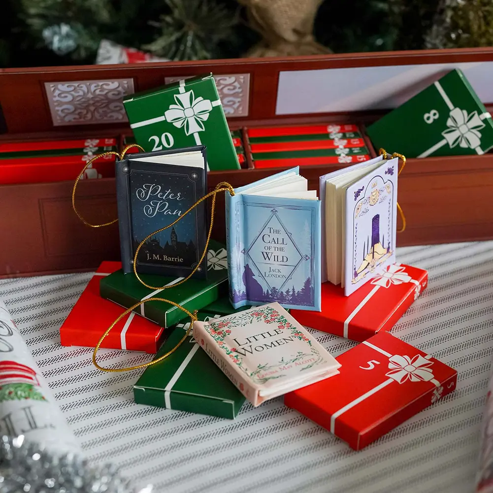 Mini Book Ornament Advent Calendar Christmas Countdown Calendar Christmas Mini Book Advent Calendar 2025 for Holiday Decoration