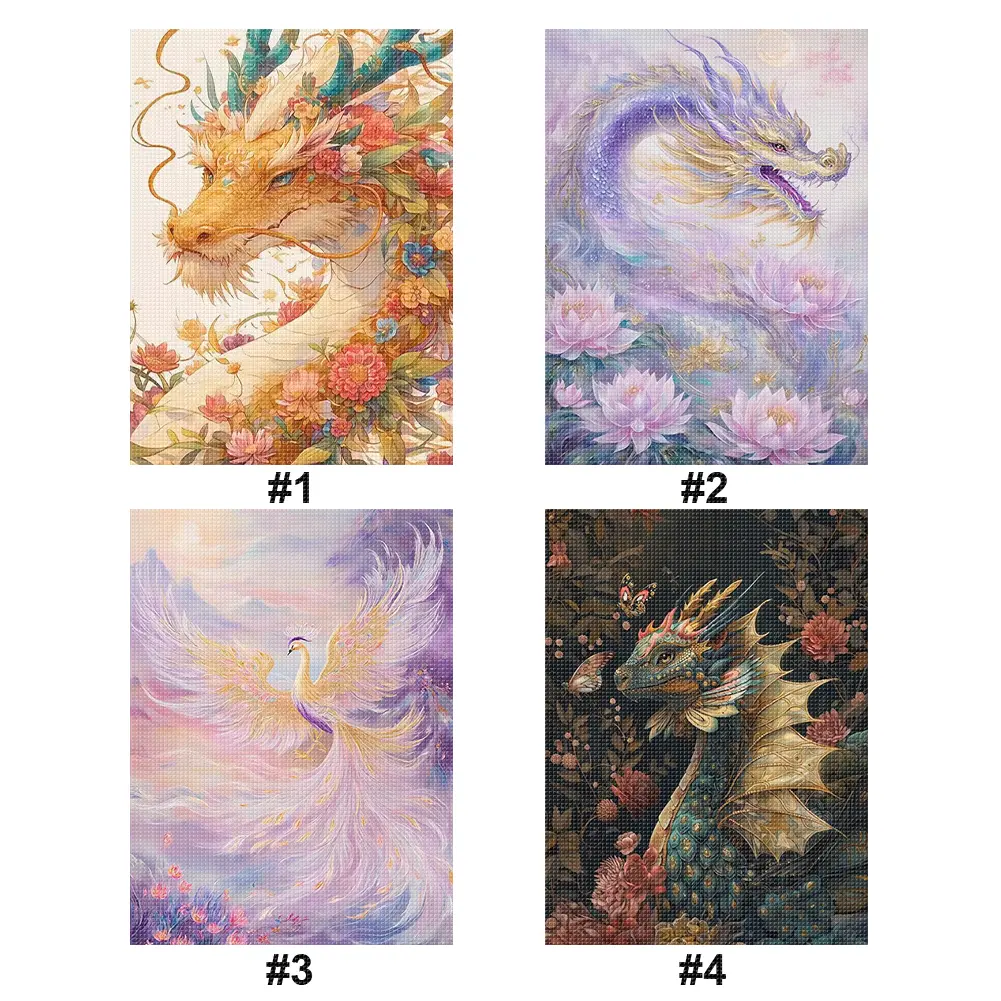 Full Embroidery Eco-cotton Thread 14CT Printed Dragon Cross Stitch Kit Art