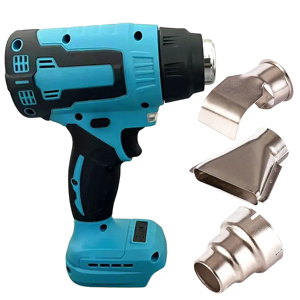 Cordless Hot Air Gun Air Blower with 3 Nozzles Heat Gun Home Shrink Wrapping Tool 0-500℃ LED Light for Makita Battery