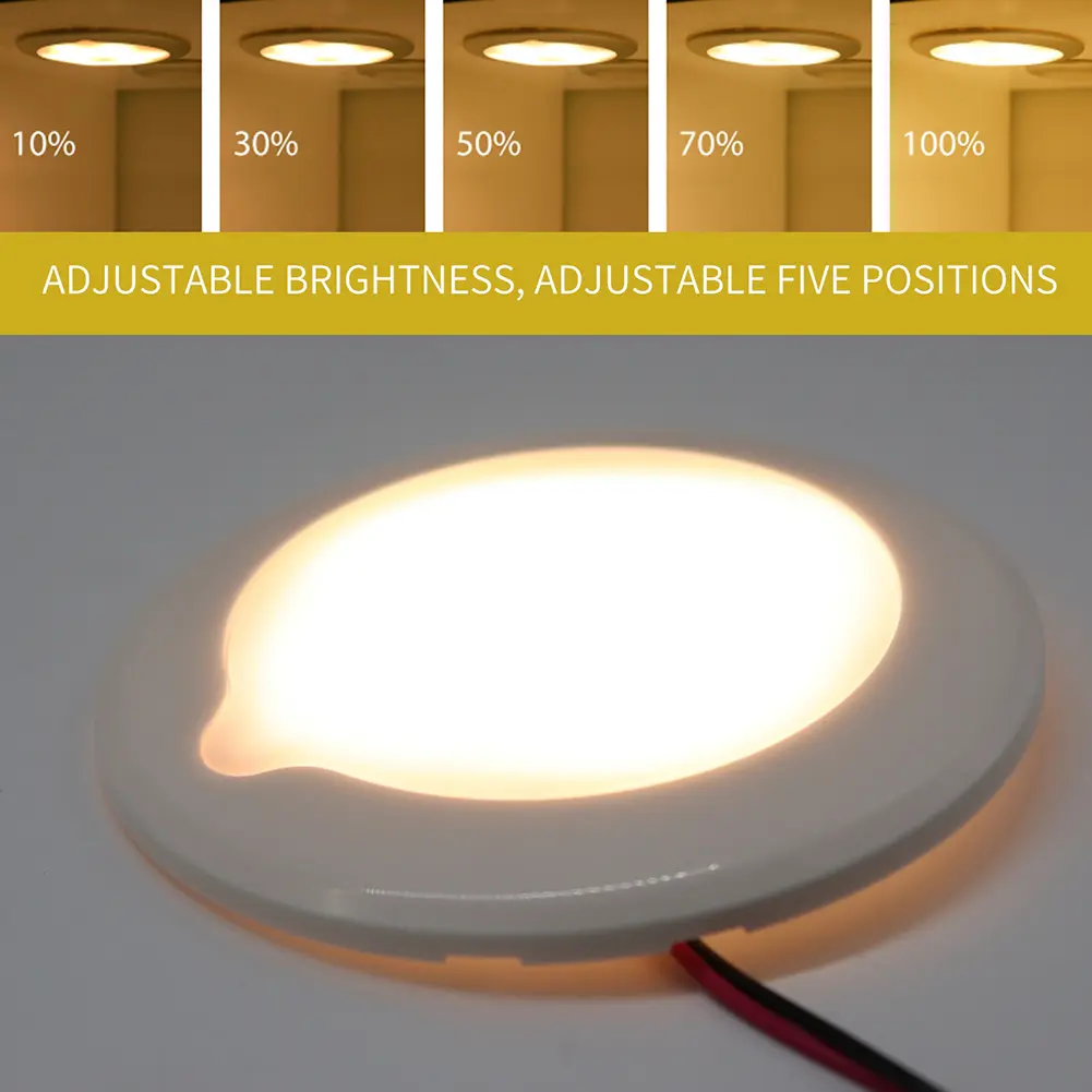 Camper Caravan Marine Interior Light Touch Dimmable IP67 Waterproof Caravan Marine Interior Lamp 3000-3300K LED Dome Light 9-30V