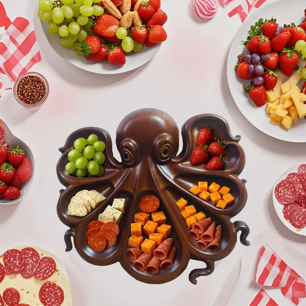 Wooden Tray Octopus Charcuterie Platter Board Tray Decoration INS Solid Wood Plate Tray Novelty Unique Food Serving Tray Boards