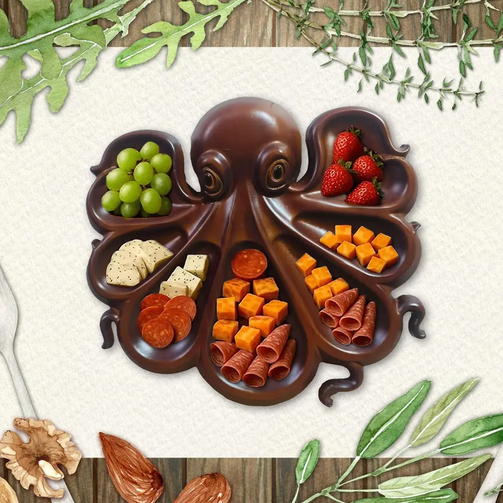 Wooden Tray Octopus Charcuterie Platter Board Tray Decoration INS Solid Wood Plate Tray Novelty Unique Food Serving Tray Boards