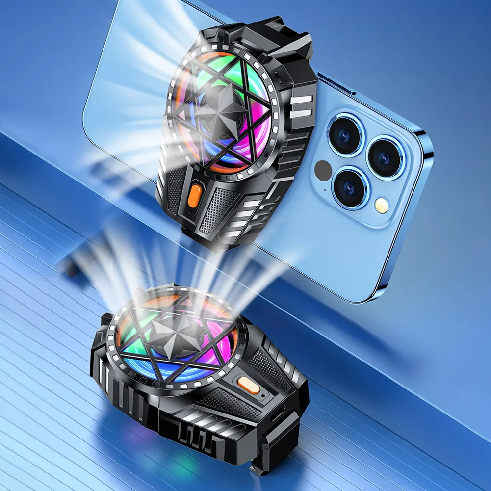 Mobile Phone Radiator with RGB Light Mobile Phone Game Cooler 3 Speed Adjustable Phone Gaming Radiator for Phone Tablet Phablet