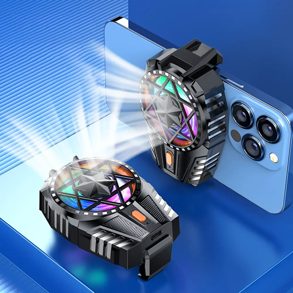 Mobile Phone Radiator with RGB Light Mobile Phone Game Cooler 3 Speed Adjustable Phone Gaming Radiator for Phone Tablet Phablet