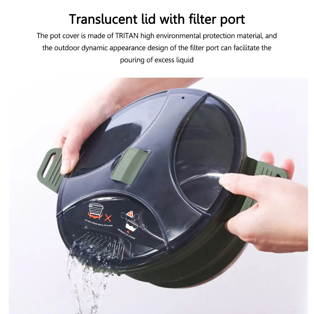 Foldable Portable Camping Cook Pot Saving Space Collapsible Cooker Pot Heat Resistant for Outdoor Fishing for Hiking Backpacking