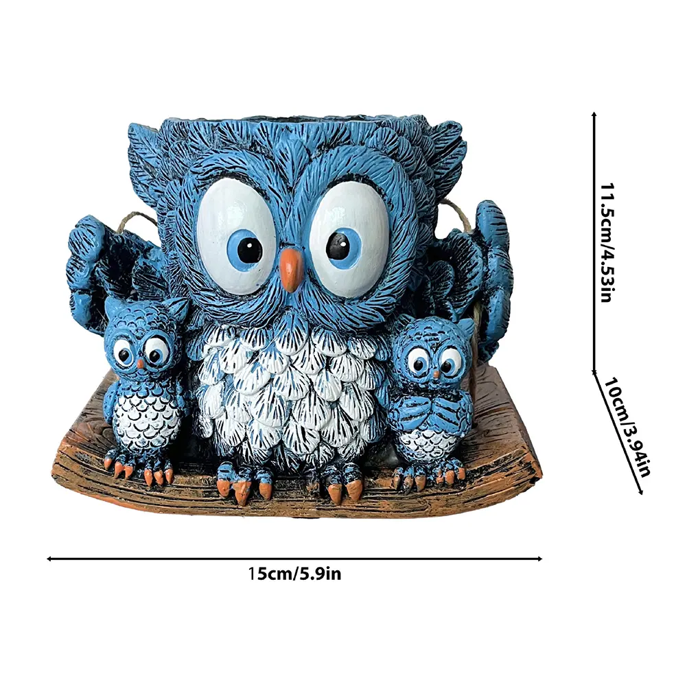 Swing Owl Resin Hanging Planter with Drainage Hole Succulent Pots Flower Pot Gift for Women Mother Teacher
