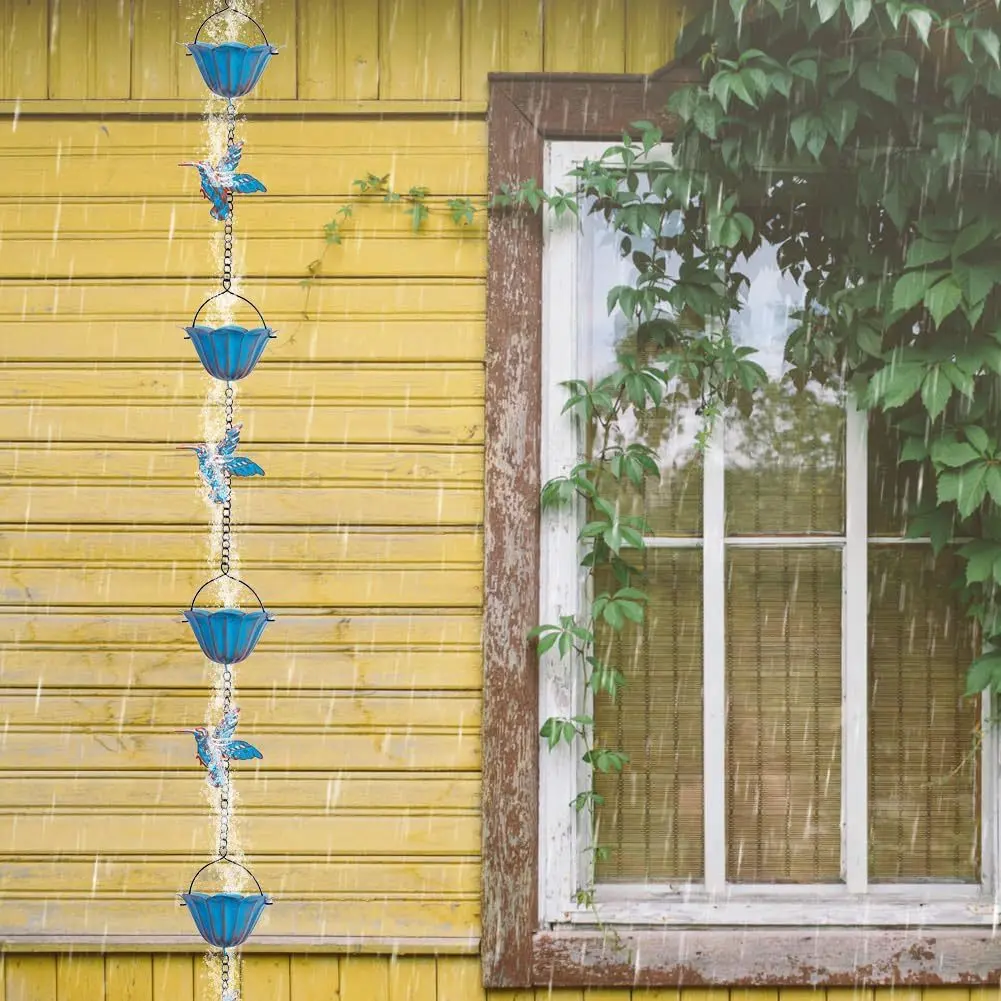 Lotus/Bird Rain Chain Garden Decoration Gardening Hanging Rain Catcher Chain Outdoor Gutters Downspouts Rain Chain Decors